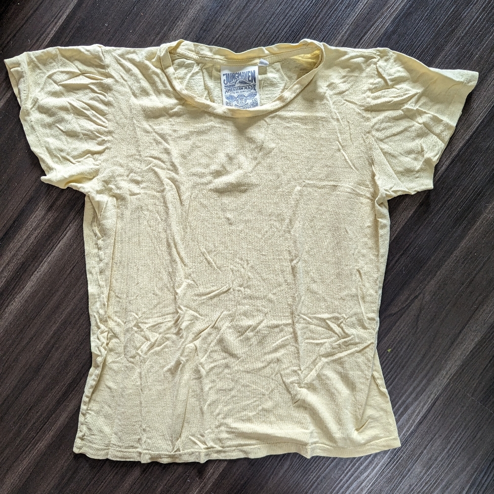 Jungmaven pale yellow Lorel hemp tee